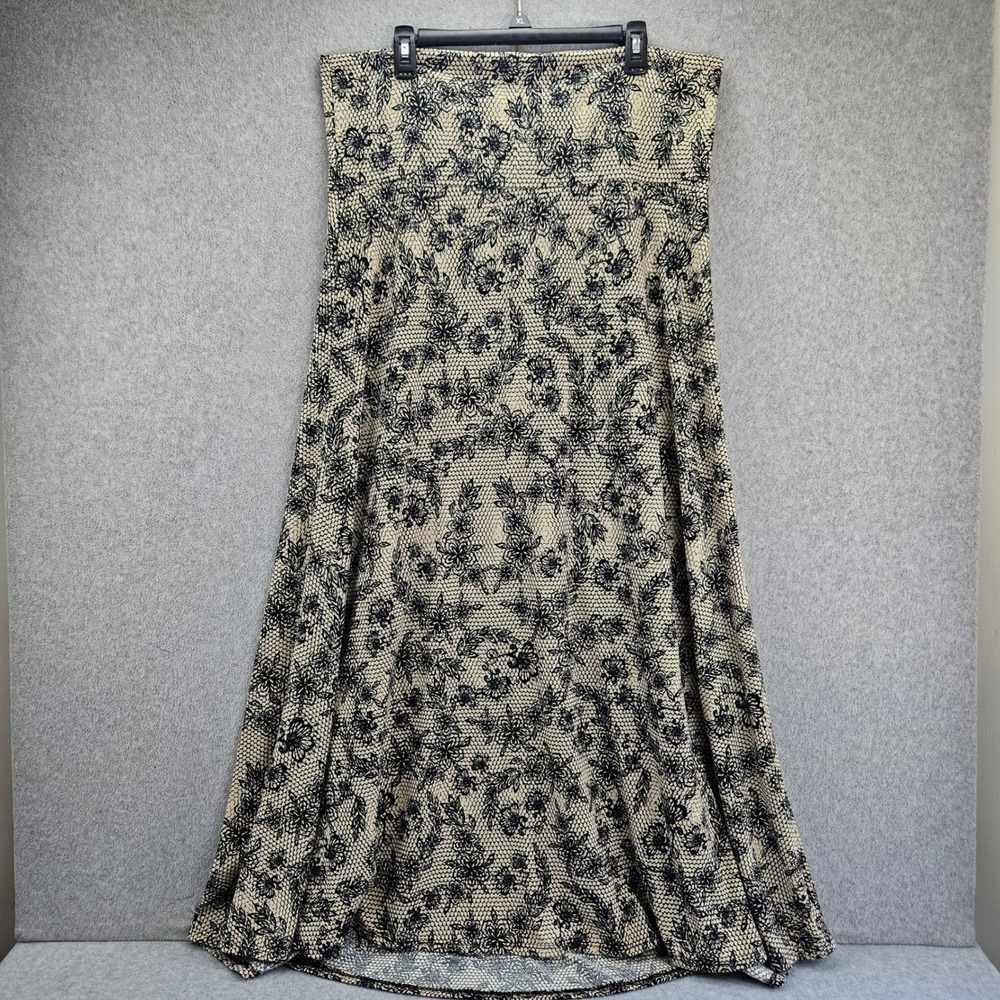 LULAROE Skirt Women 2XL Beige Floral Lace Print Maxi A-Line Casual Modest